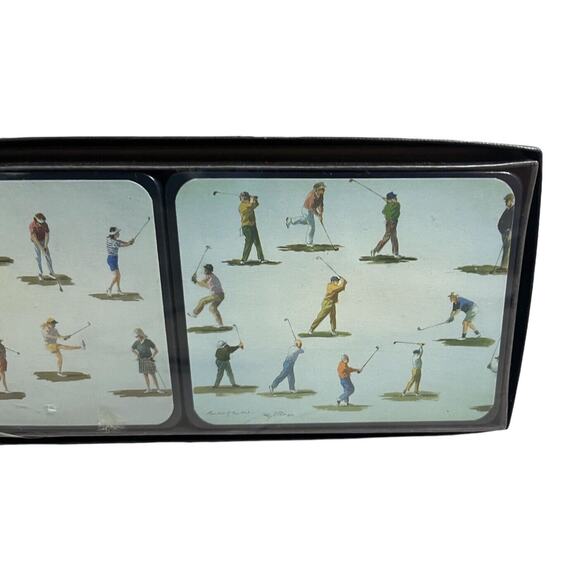 NIB Lady Clare Harlequin Collection London England Golf Coaster Set Hand Crafted - Picture 2 of 5